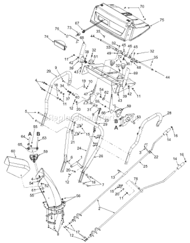 Page E Diagram and Parts List for 31AE633E401 2001 Yard Man Snow Blower